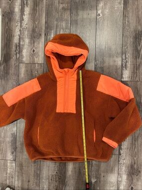 FP Movement by Free People Rust and Bright Orange Sherpa Half-Zip Hoodie